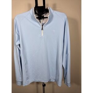 DEOLAX Men's Baby Sky Blue 1/4 Zip Mock Neck Long Sleeve Golf Pullover Size L